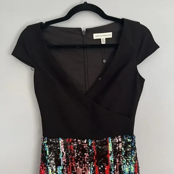 Dress The Population Cap Sleeve Plunge Dress - Size XXS‎